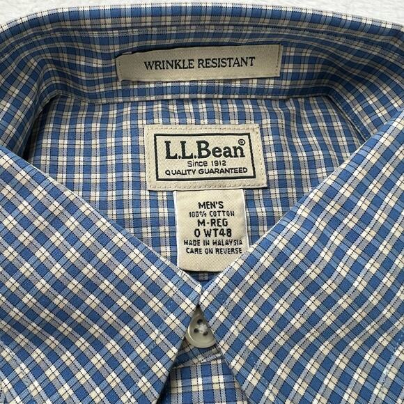 L.L. Bean Men's size Medium blue Plaid Button Down Shirt - Picture 9 of 9
